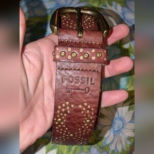 EVC FOSSIL BELT BROWN W/ GOLD ACCENTS